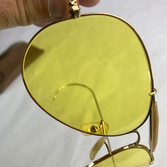 VINTAGE 60s B&L RAY BAN OUTDOORSMAN Aviator Sunglasses Yellow - Picture 9 of 14